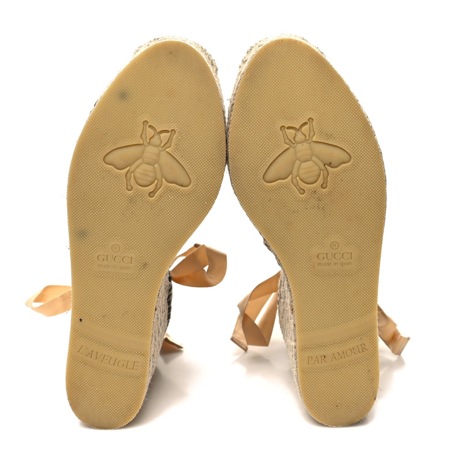 Monogram Matelasse GG Marmont Ankle Wrap Platform 35/120mm Espadrille Wedges 38.5 Beige Ebony Black Sand Storm