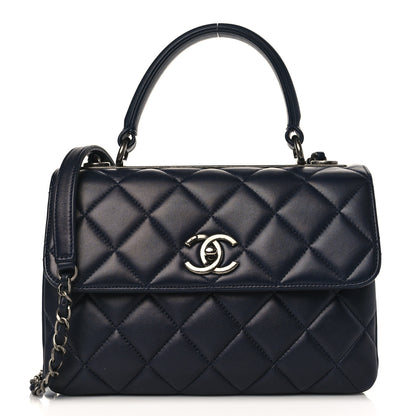 Chanel Lambskin Quilted Small Trendy CC Flap Dual Handle Bag Navy 1 of 8