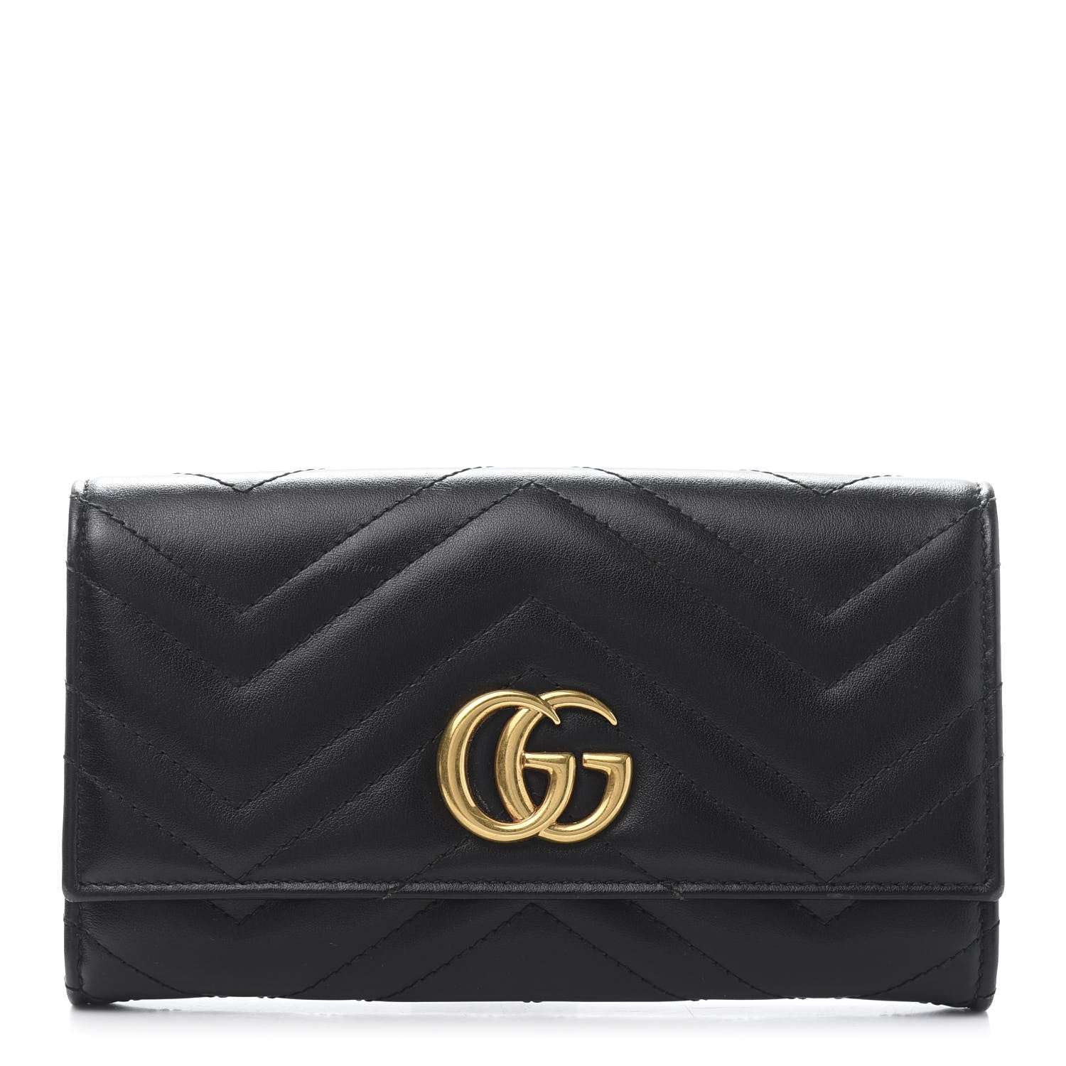 Gucci Calfskin Matelasse GG Marmont Continental Wallet Black 1 of 10