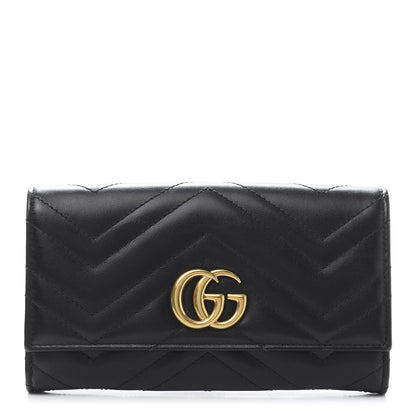Gucci Calfskin Matelasse GG Marmont Continental Wallet Black 1 of 10