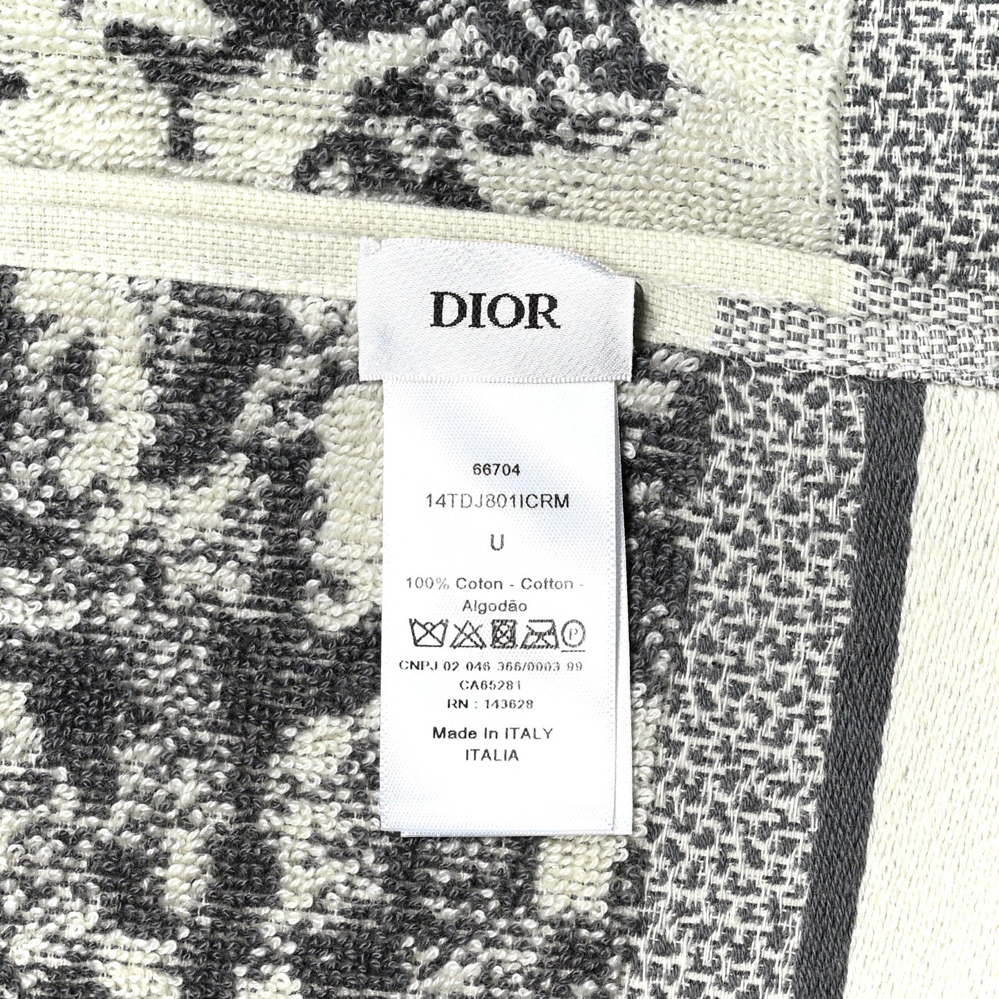 Cotton Toile De Jouy Reverse Towel Grey Ivory