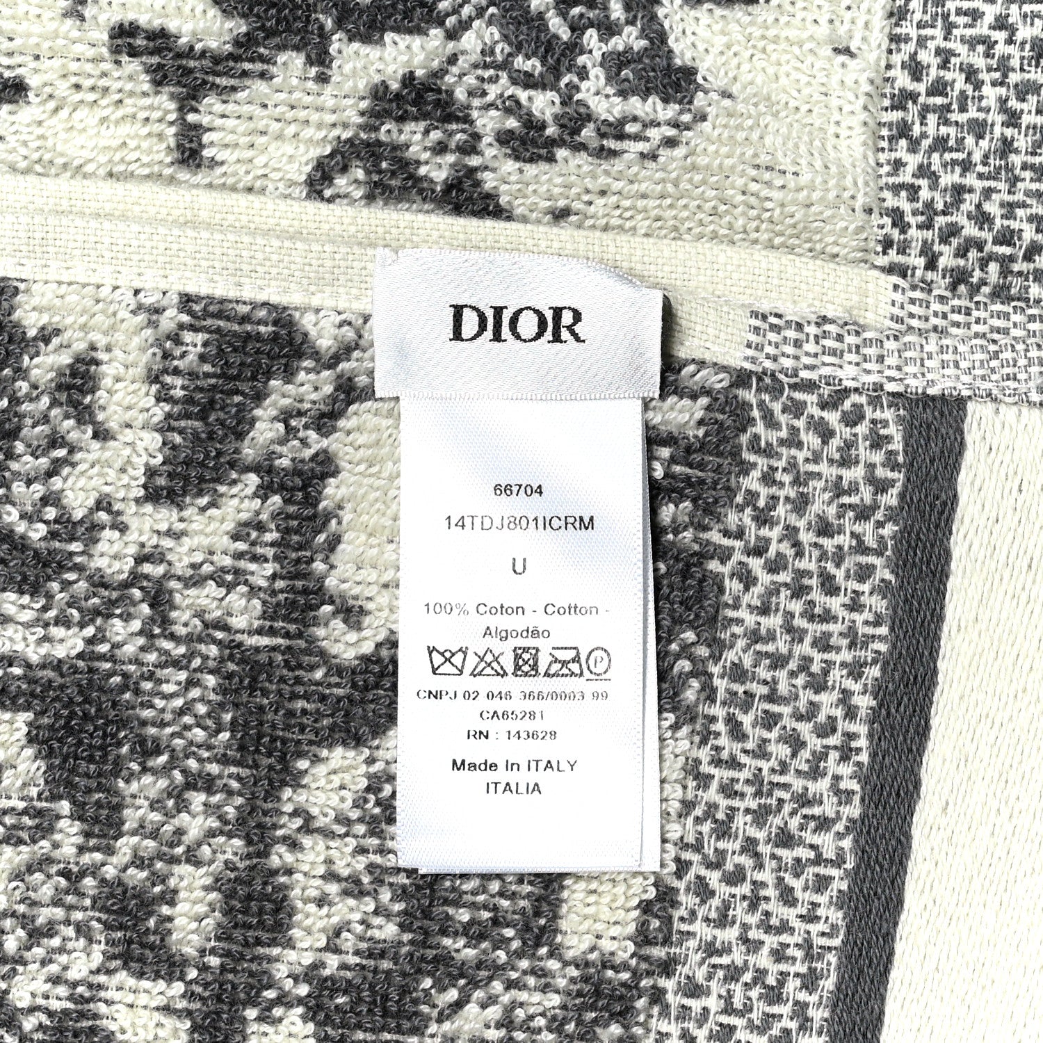 Christian Dior Cotton Toile De Jouy Reverse Towel Grey Ivory 4 of 4