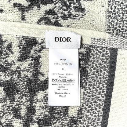 Christian Dior Cotton Toile De Jouy Reverse Towel Grey Ivory 4 of 4