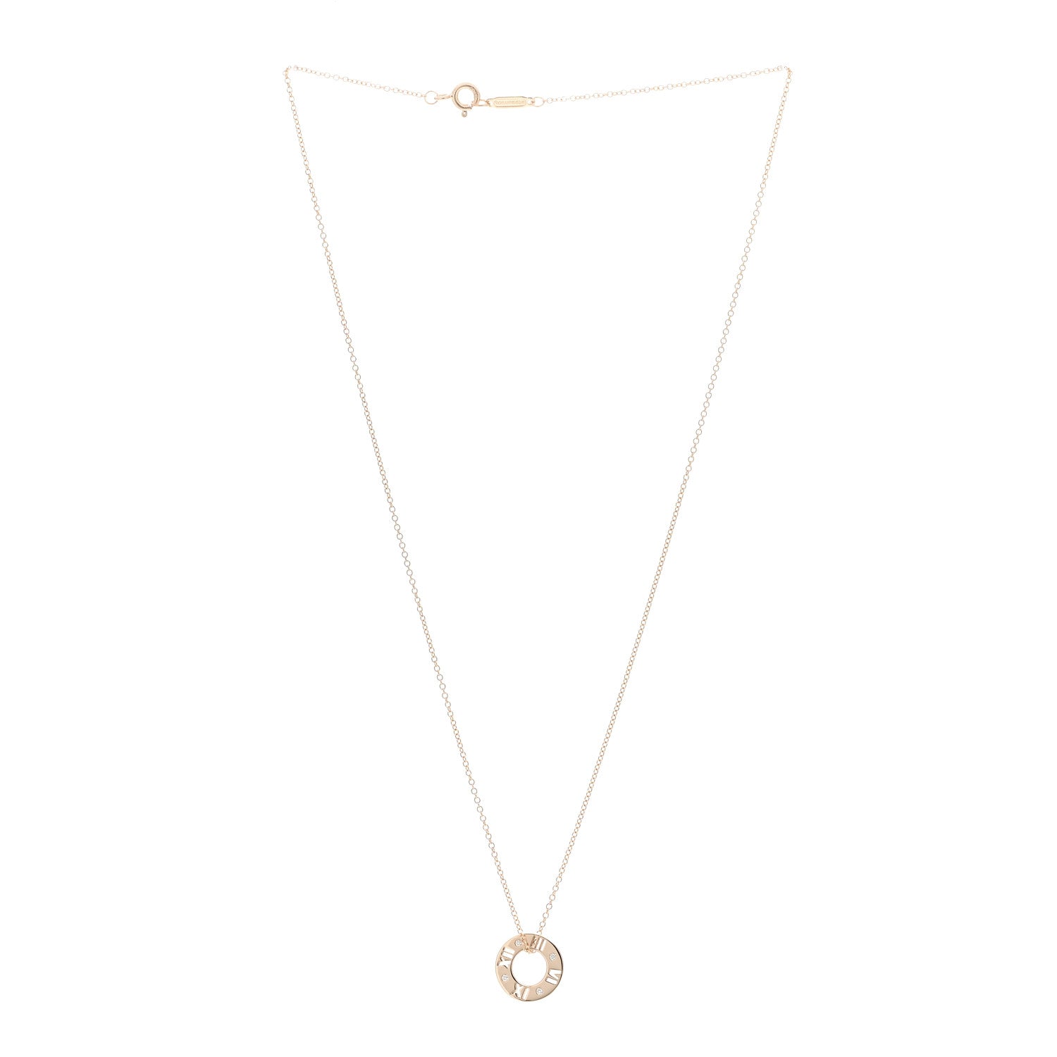 Tiffany 18K Rose Gold Diamond Atlas Pierced Pendant Necklace 3 of 4