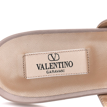Valentino Garavani Nappa Rockstud Caged Flat Slide Sandals 40 Poudre 7 of 9