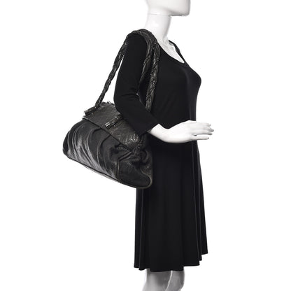 Chanel Distressed Lambskin Large Lady Braid Satchel Dark Grey 2 of 17