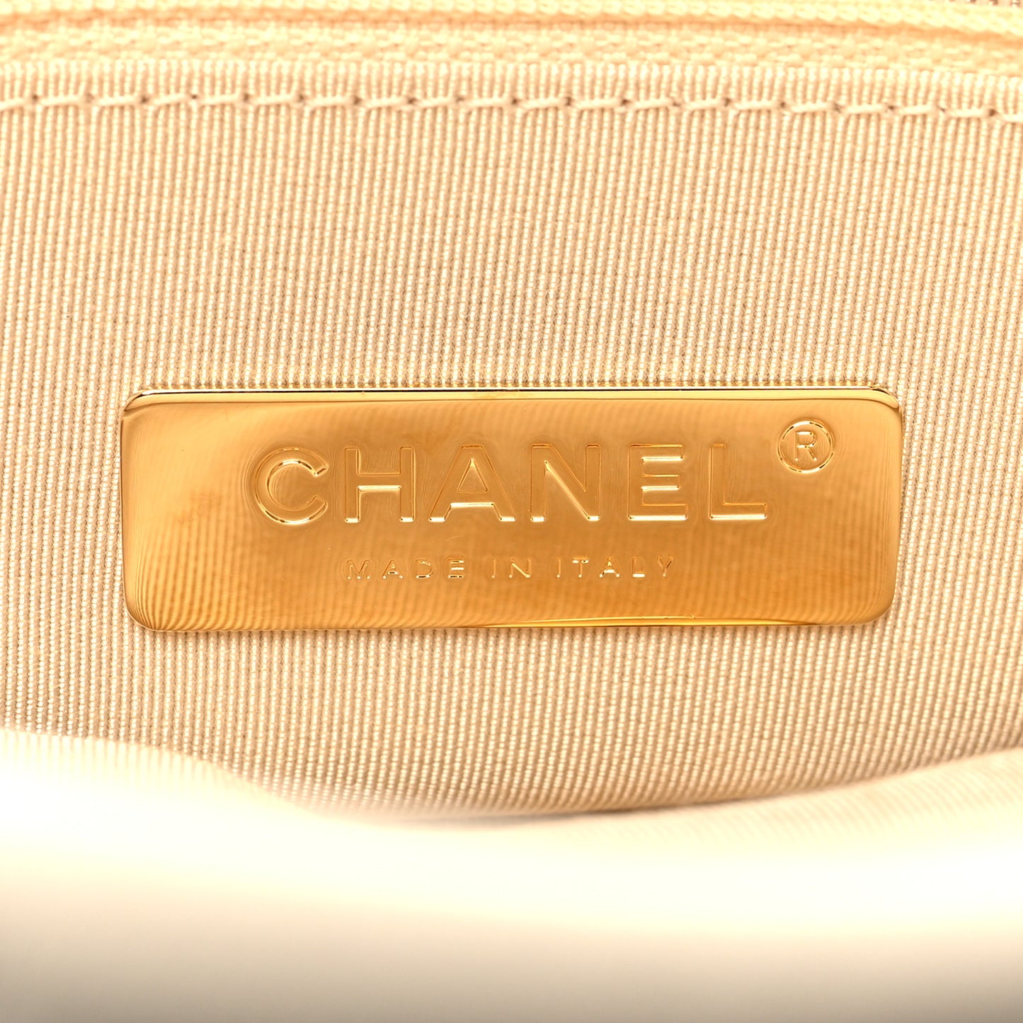 Lambskin Quilted Large Chanel 19 Flap Beige