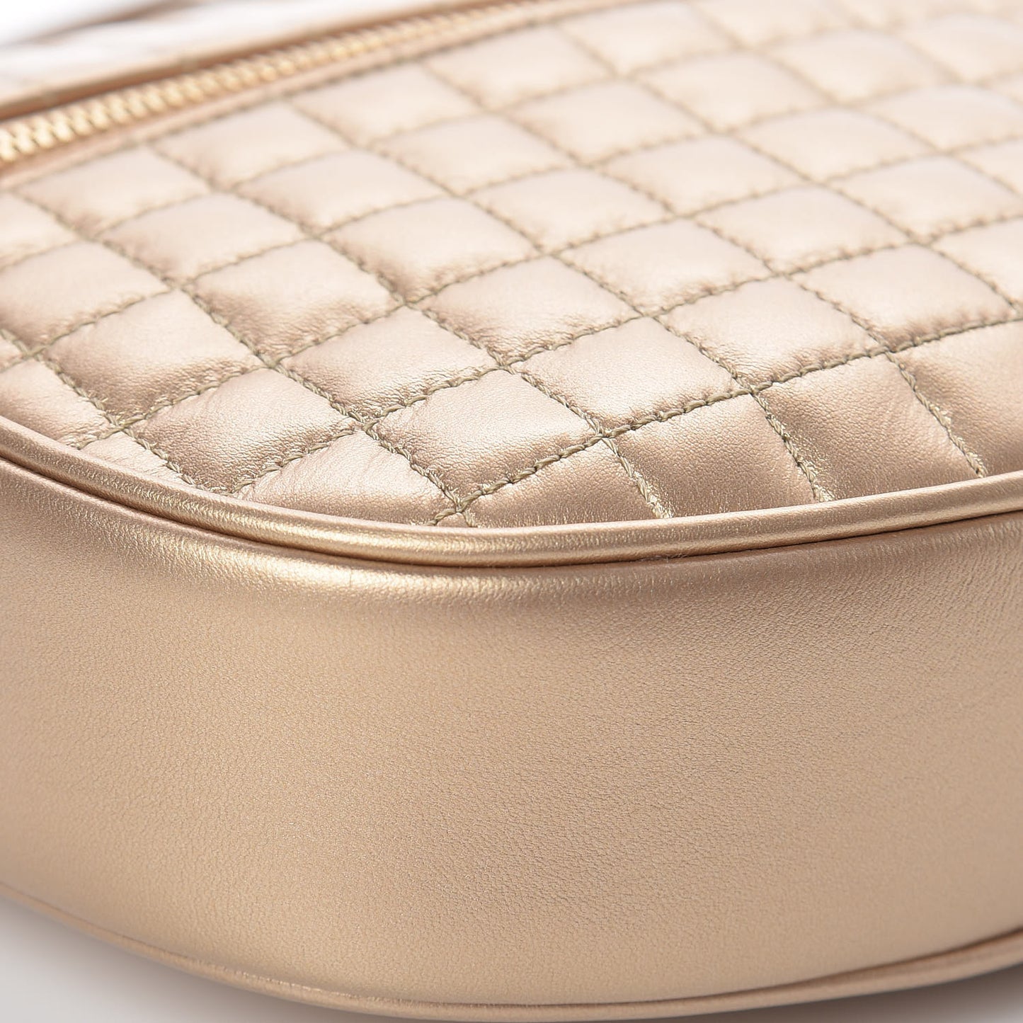 Laminated Calfskin Quilted Small C Charm Bag Gold