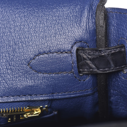 Hermes Taurillon Novillo Matte Alligator Birkin Touch 25 Bleu Saphir Marine 23 of 38