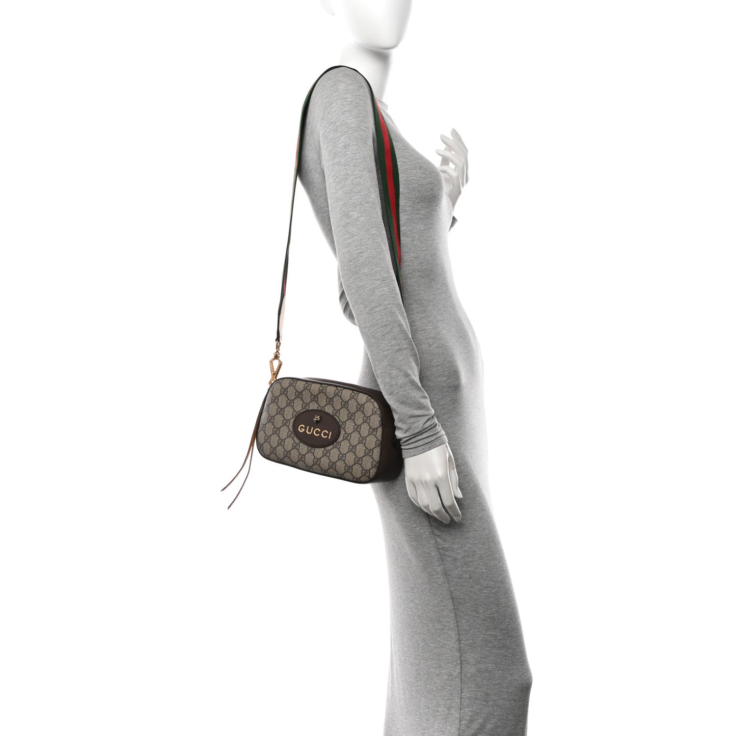 GG Supreme Monogram Web Neo Vintage Shoulder Bag Beige New Acero Crop