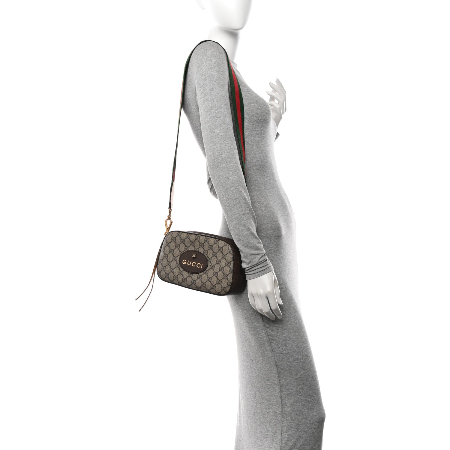 Gucci GG Supreme Monogram Web Neo Vintage Shoulder Bag Beige New Acero Crop 2 of 12
