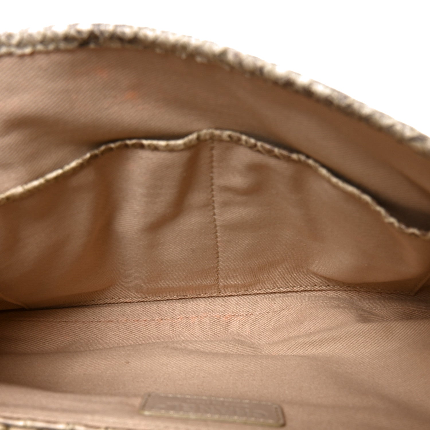 Chanel Snakeskin Canvas Flap Shoulder Bag Beige 4 of 10