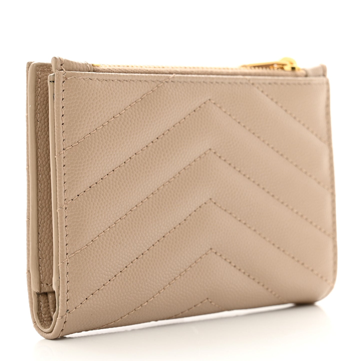 Grain De Poudre Matelasse Chevron Cassandre Fragments Zipperred Bi-Fold Wallet Dark Beige