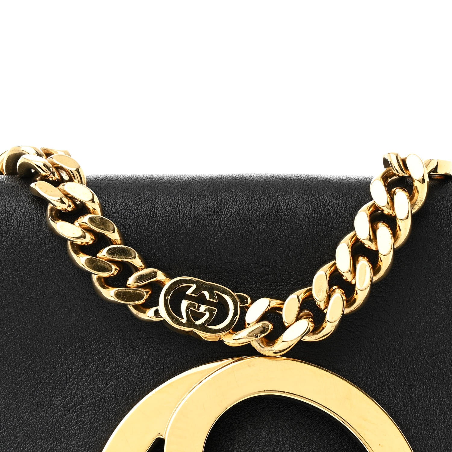 Gucci Roxy Calfskin Blondie Chain Shoulder Flap Bag Black 8 of 10