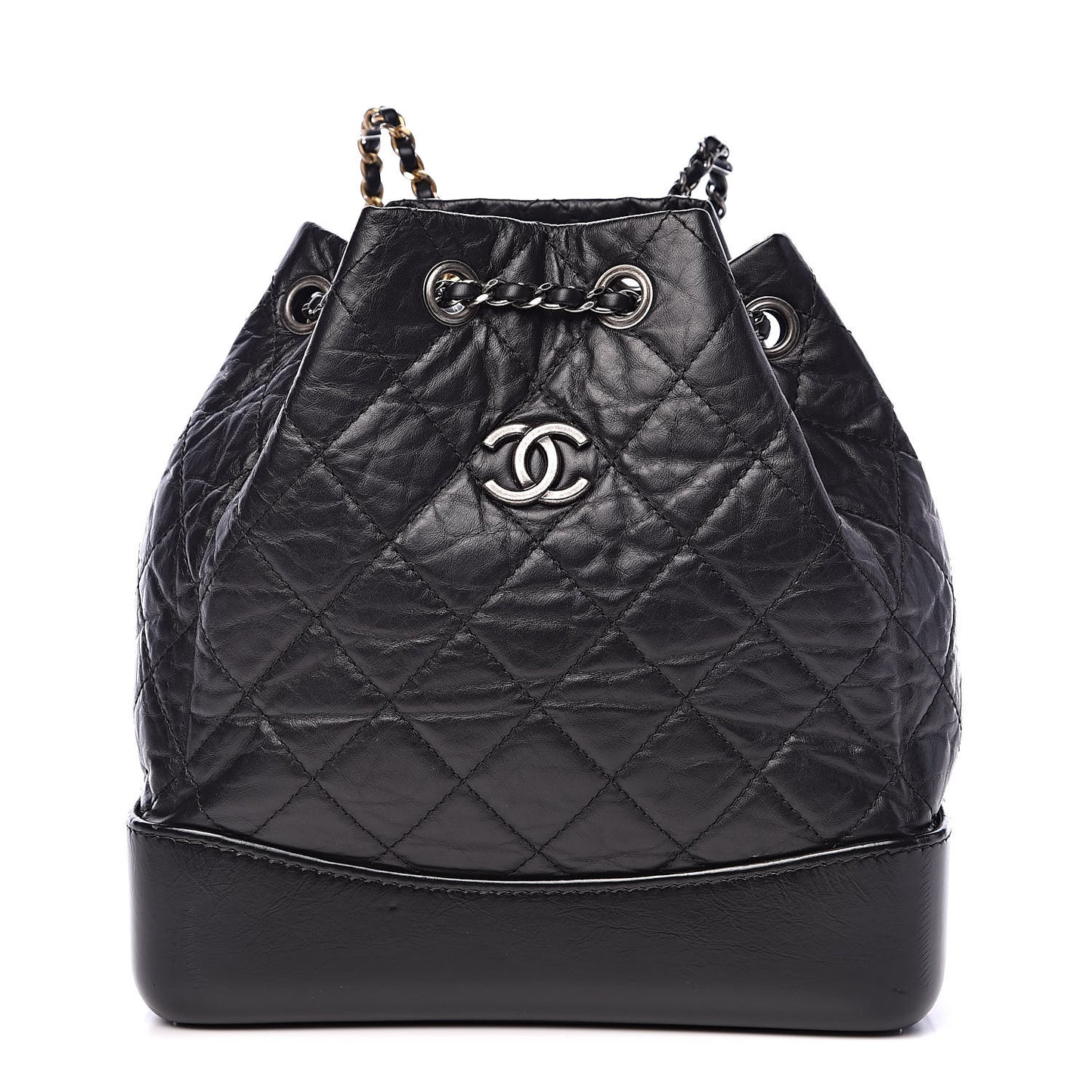 Aged Calfskin Quilted Small Gabrielle Backpack Black