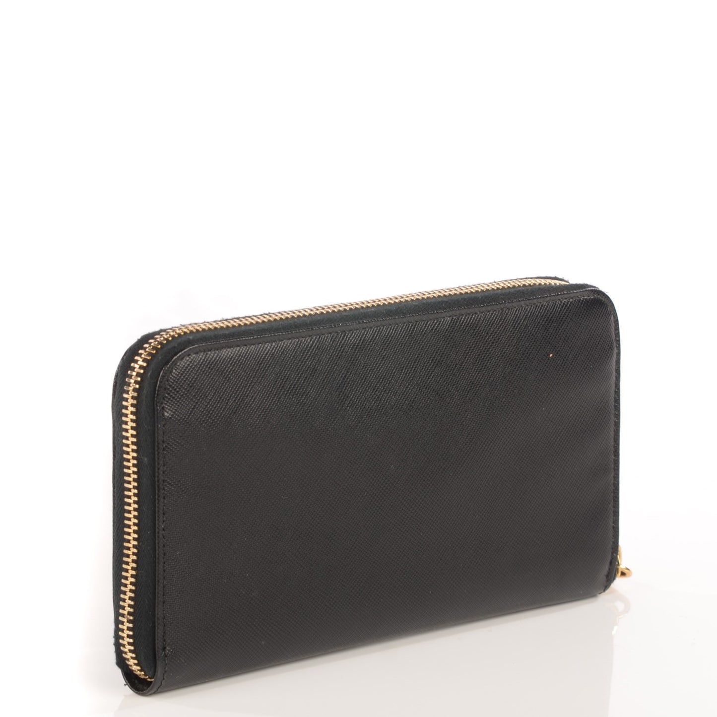 Saffiano Metal Zip Around Wallet Nero Black