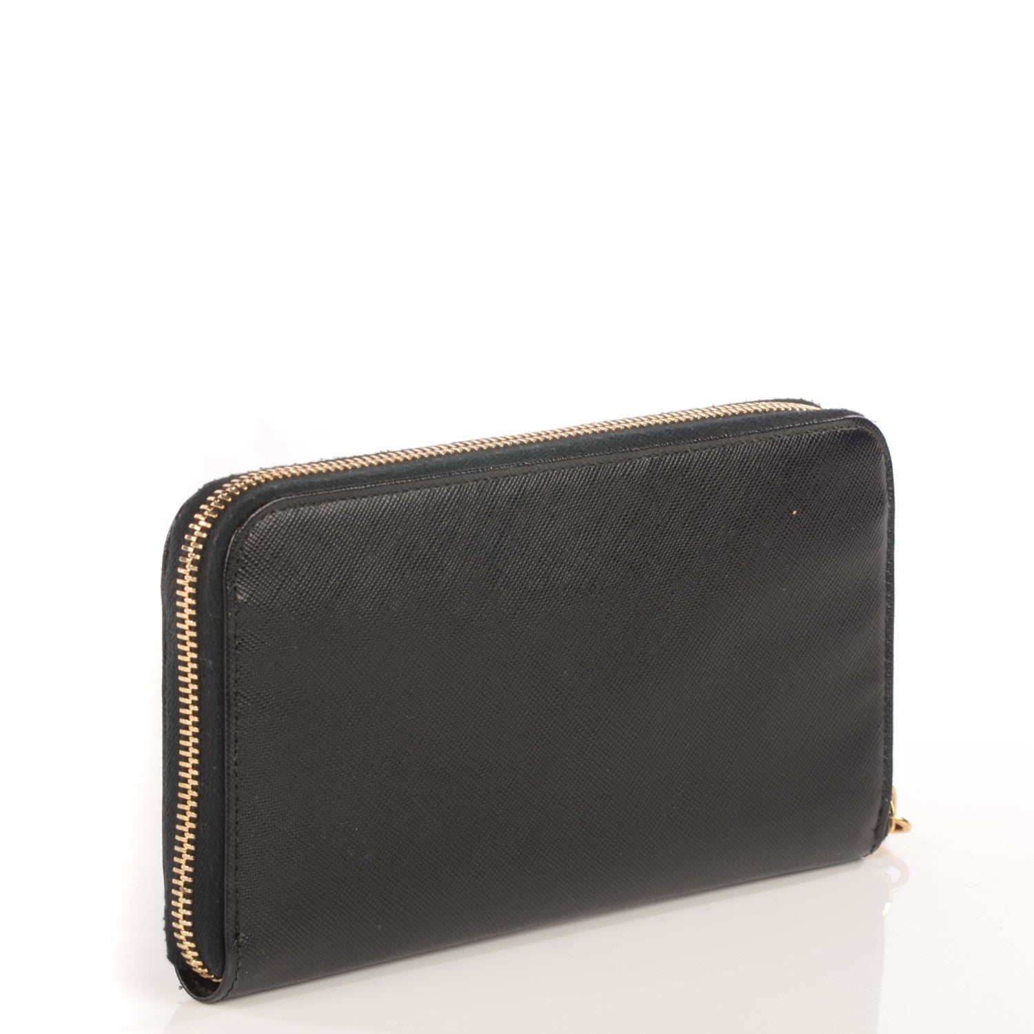 Prada Saffiano Metal Zip Around Wallet Nero Black 3 of 8