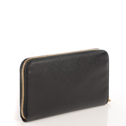Prada Saffiano Metal Zip Around Wallet Nero Black 3 of 8