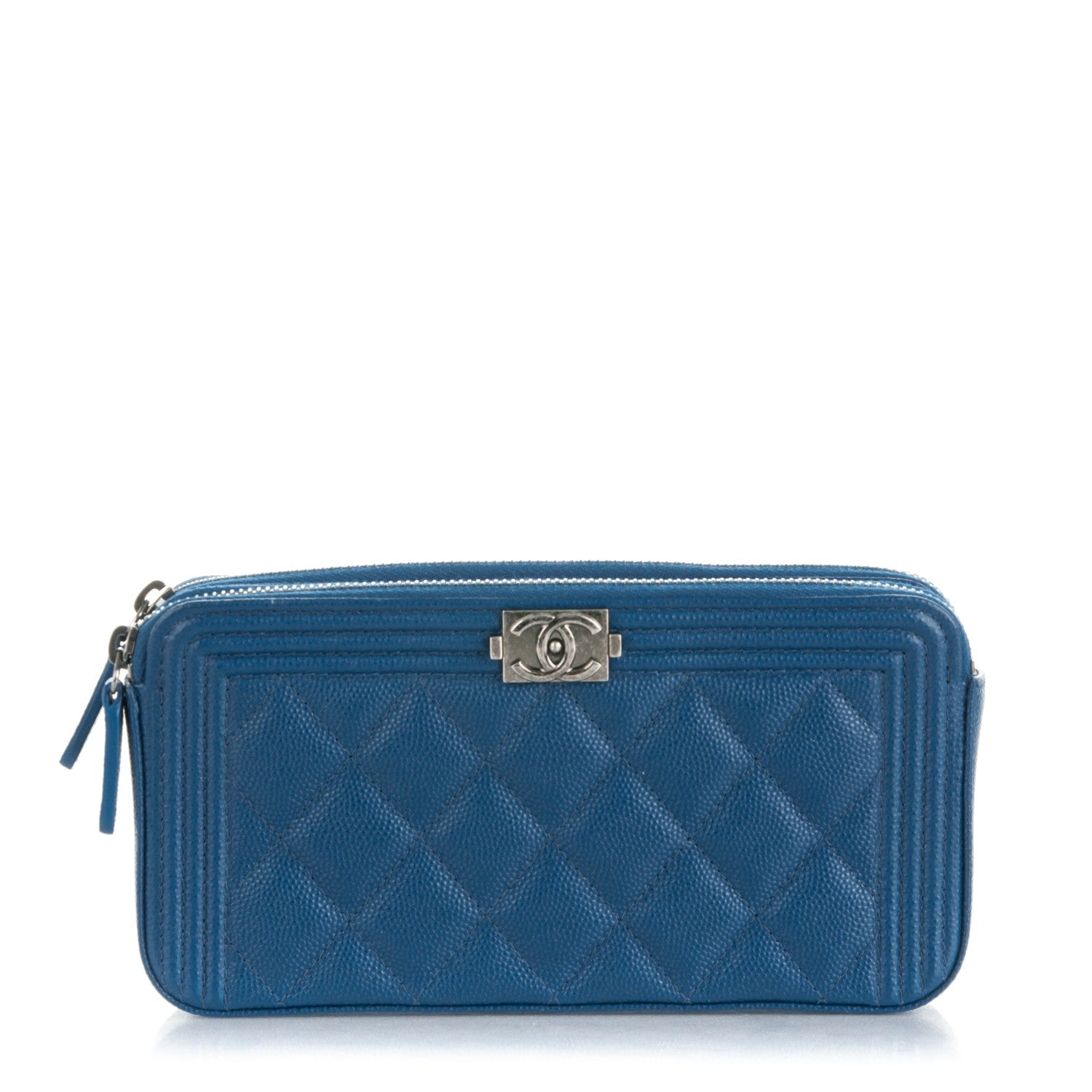 Chanel Caviar Quilted Small Boy Clutch With Chain Blue 1 of 8