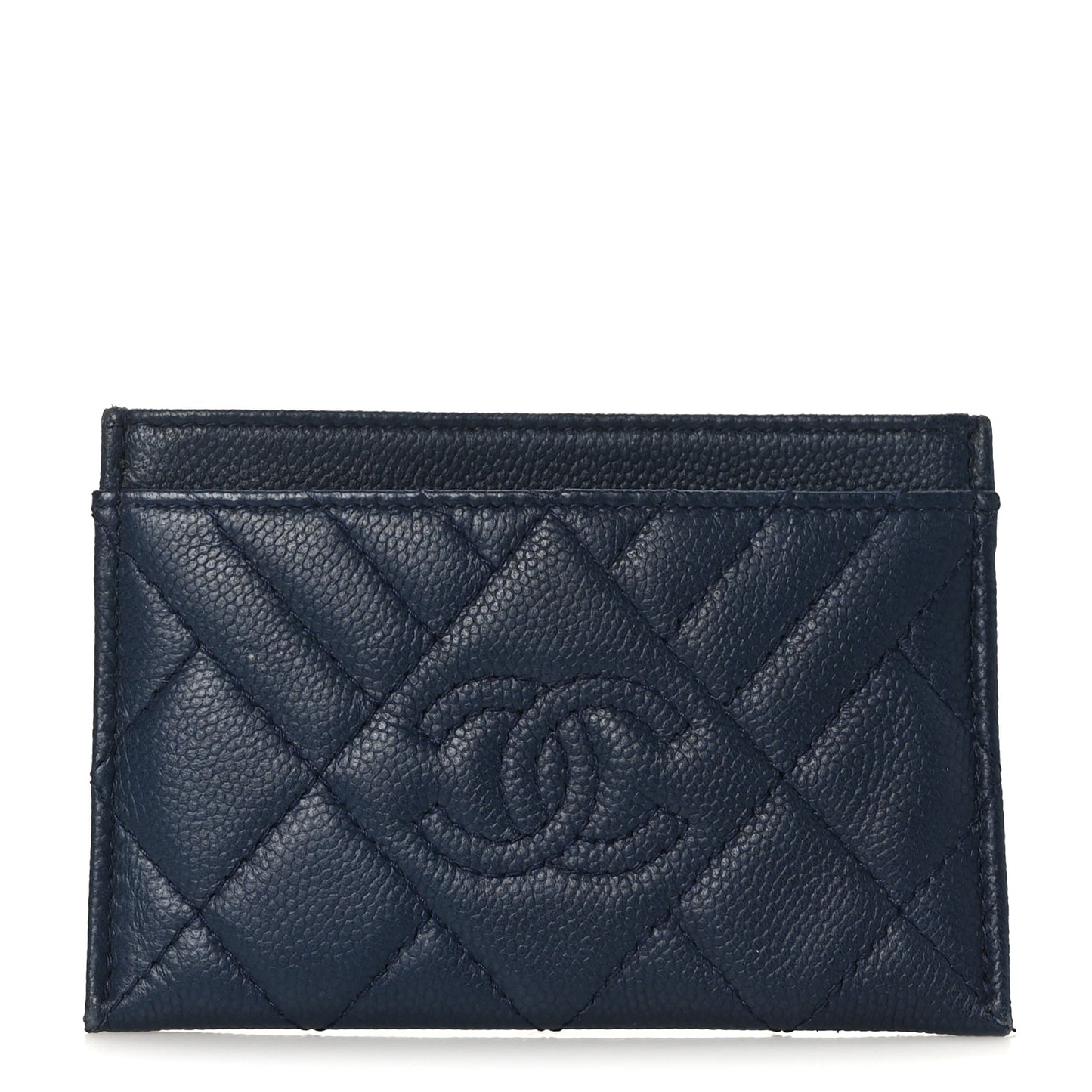 Caviar Quilted Diamond CC Card Holder Navy