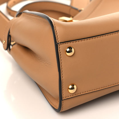 Fendi Vitello Seta Canvas FF Embroidered Mini Peekaboo Iconic Satchel Miele Scuro Poudre 8 of 9