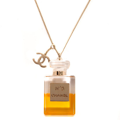 Chanel N°5 Perfume CC Necklace Gold 1 of 3