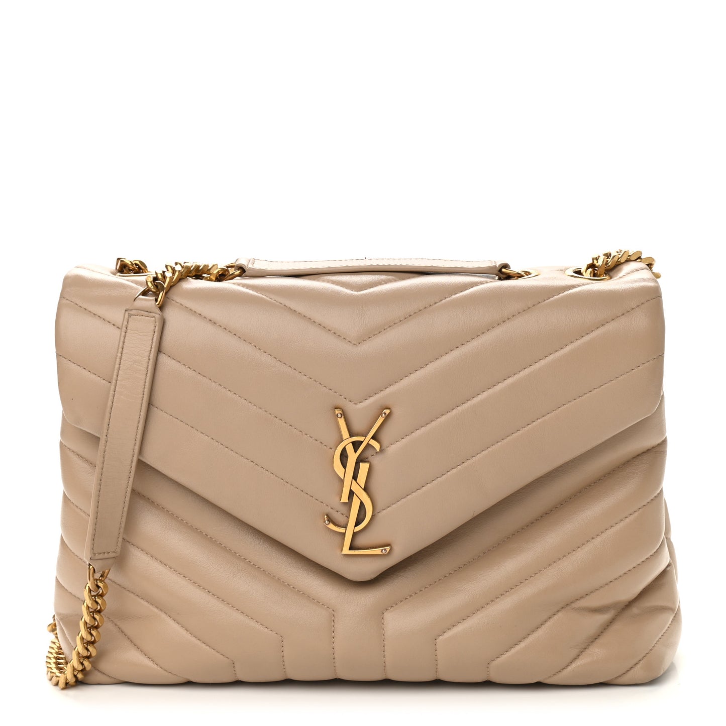 Calfskin Y Quilted Monogram Medium Loulou Chain Satchel Dark Beige