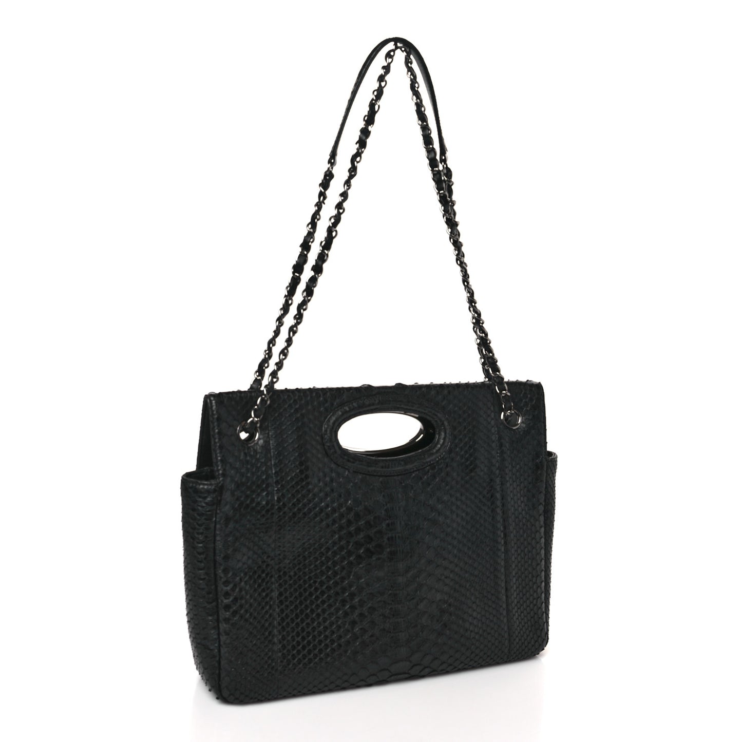 Snakeskin 31 Rue Cambon Maxi Flap Black