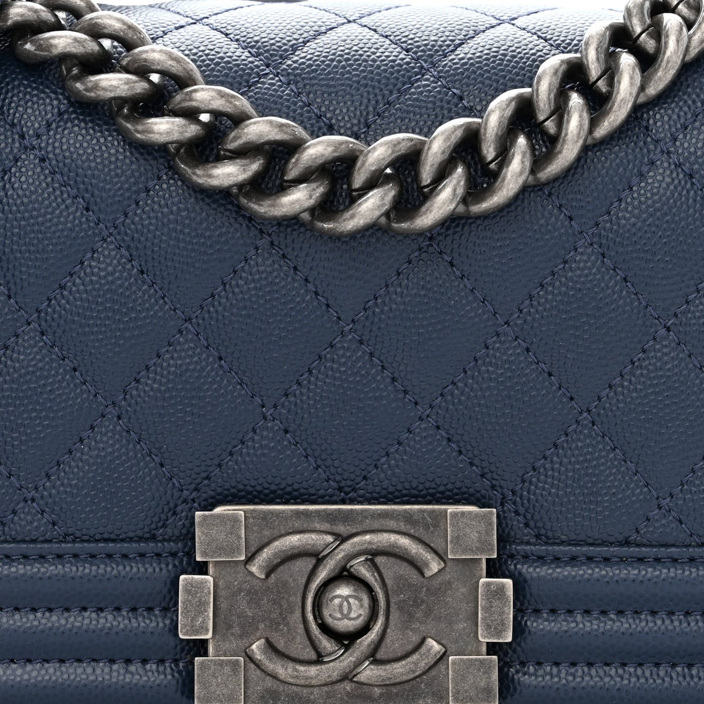 Caviar Quilted Small Boy Flap Blue