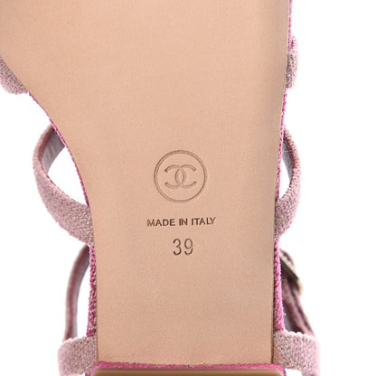 Chanel Fabric Embellished Sandals 39 Pink 6 of 7