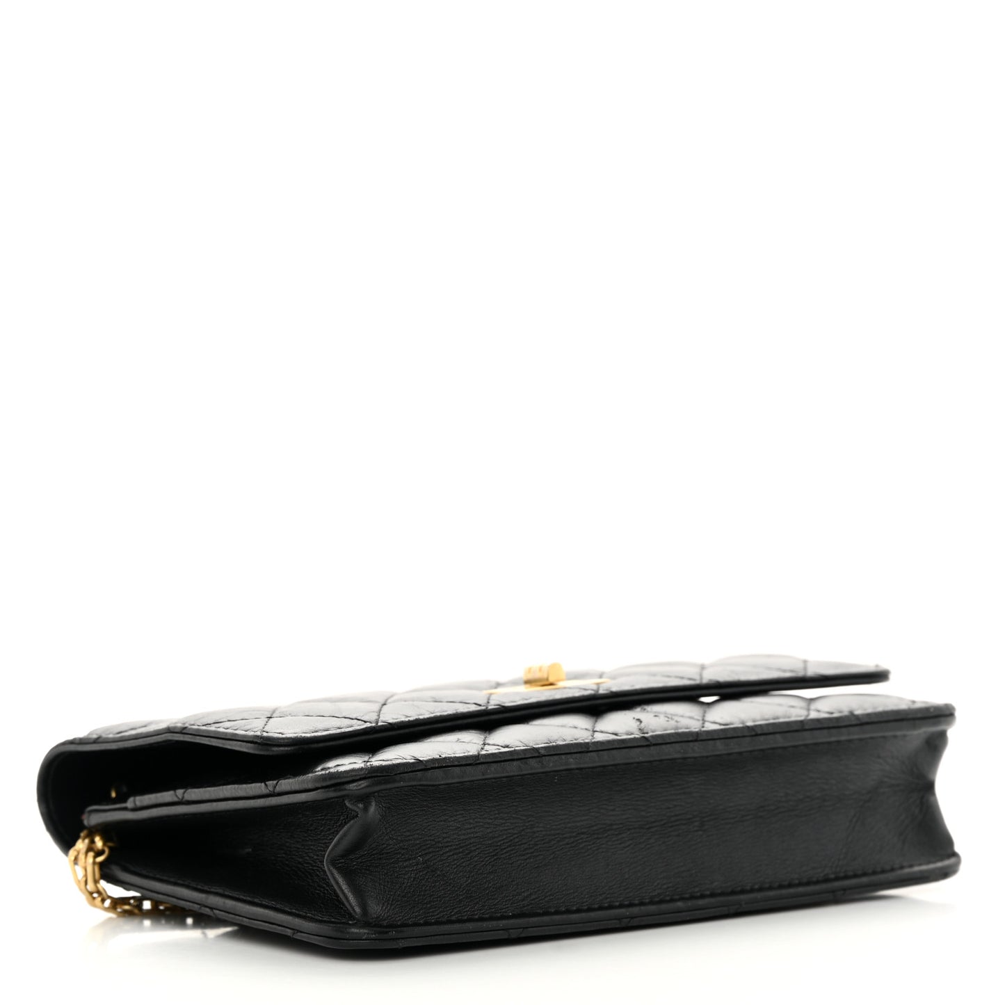 Aged Calfskin Quilted Reissue Wallet On Chain WOC Black