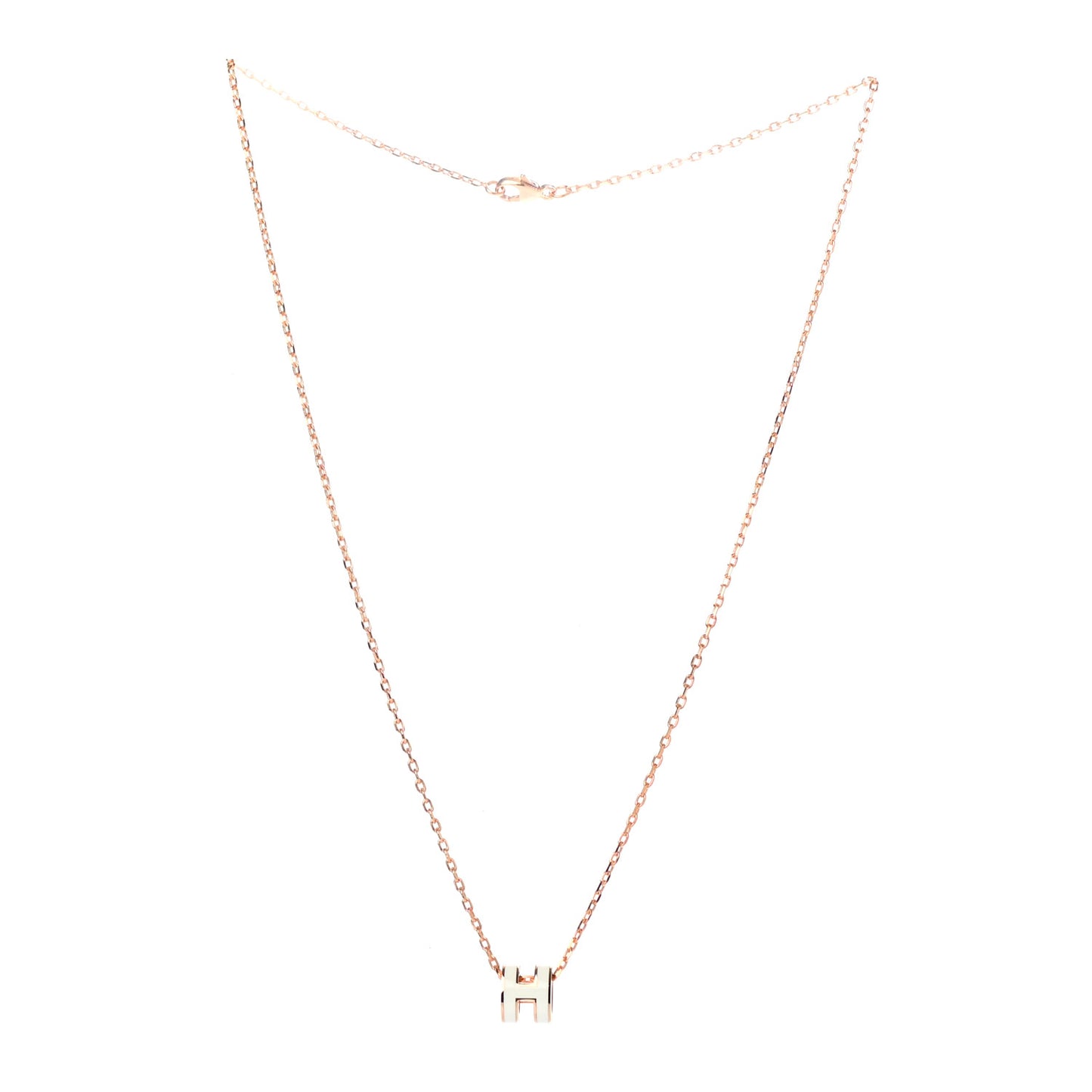 Lacquered Rose Gold Mini Pop H Pendant Necklace White