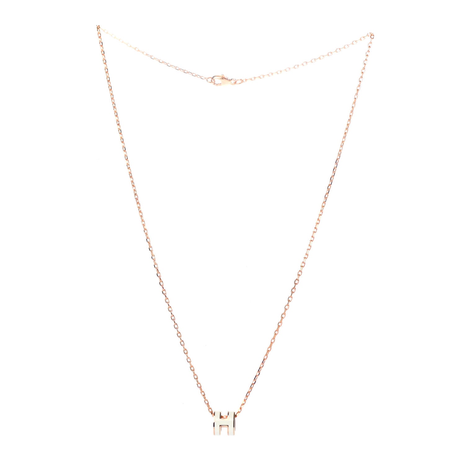 Hermes Lacquered Rose Gold Mini Pop H Pendant Necklace White 2 of 4