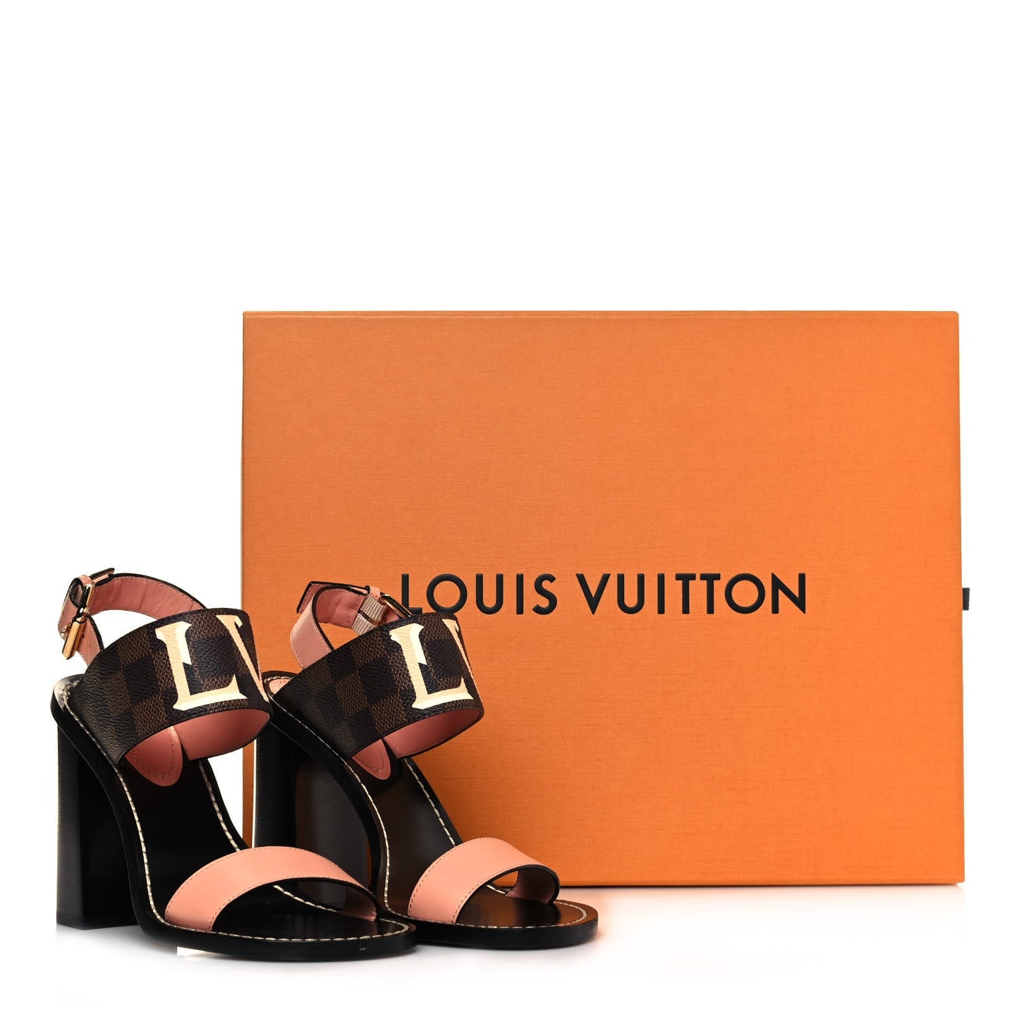 Calfskin Damier Ebene Passenger Heeled Sandals 36