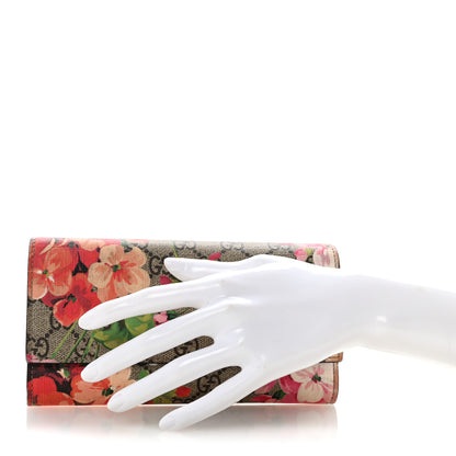 Gucci GG Supreme Monogram Blooms Continental Wallet Beige Multicolor Dry Rose 2 of 13