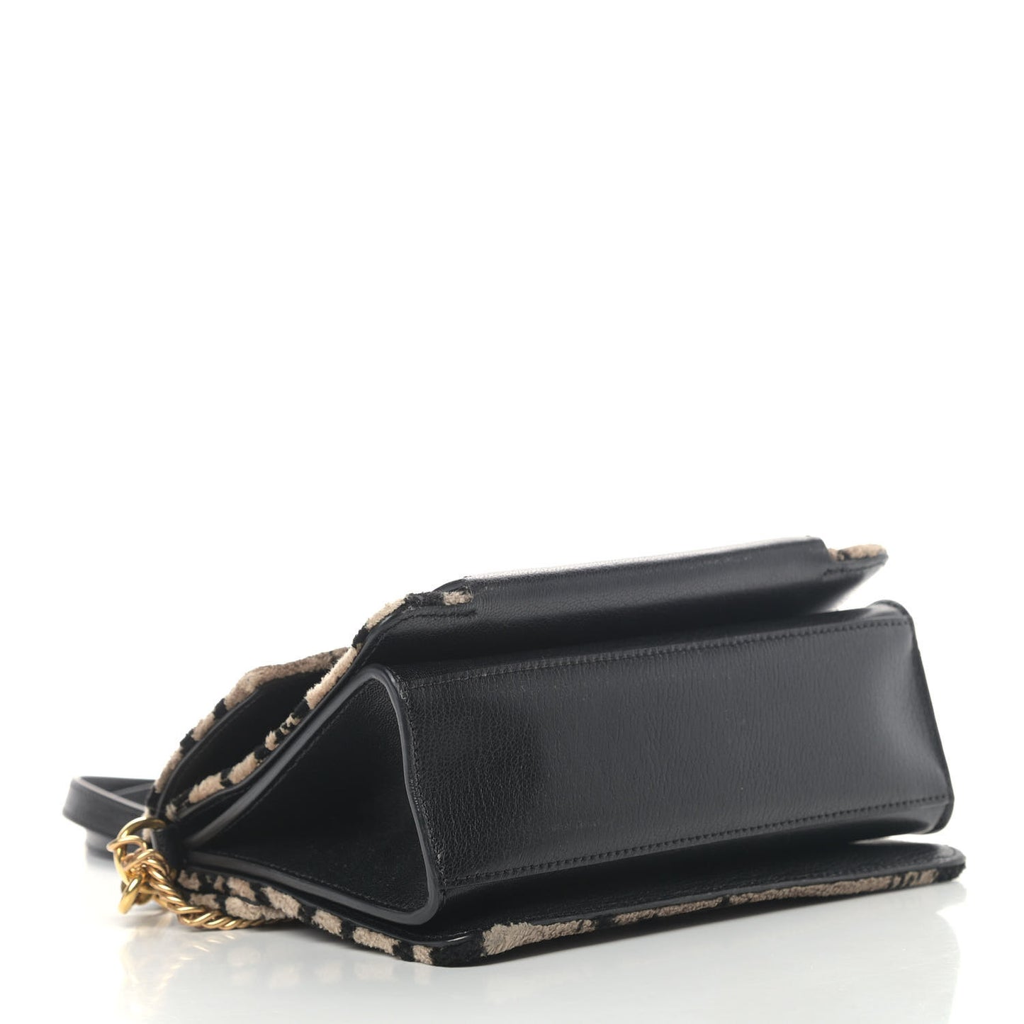 Velvet Leopard Print Small GV3 Shoulder Bag Black