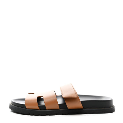 Hermes Calfskin Mens Chypre Sandals 42 Gold 1 of 10
