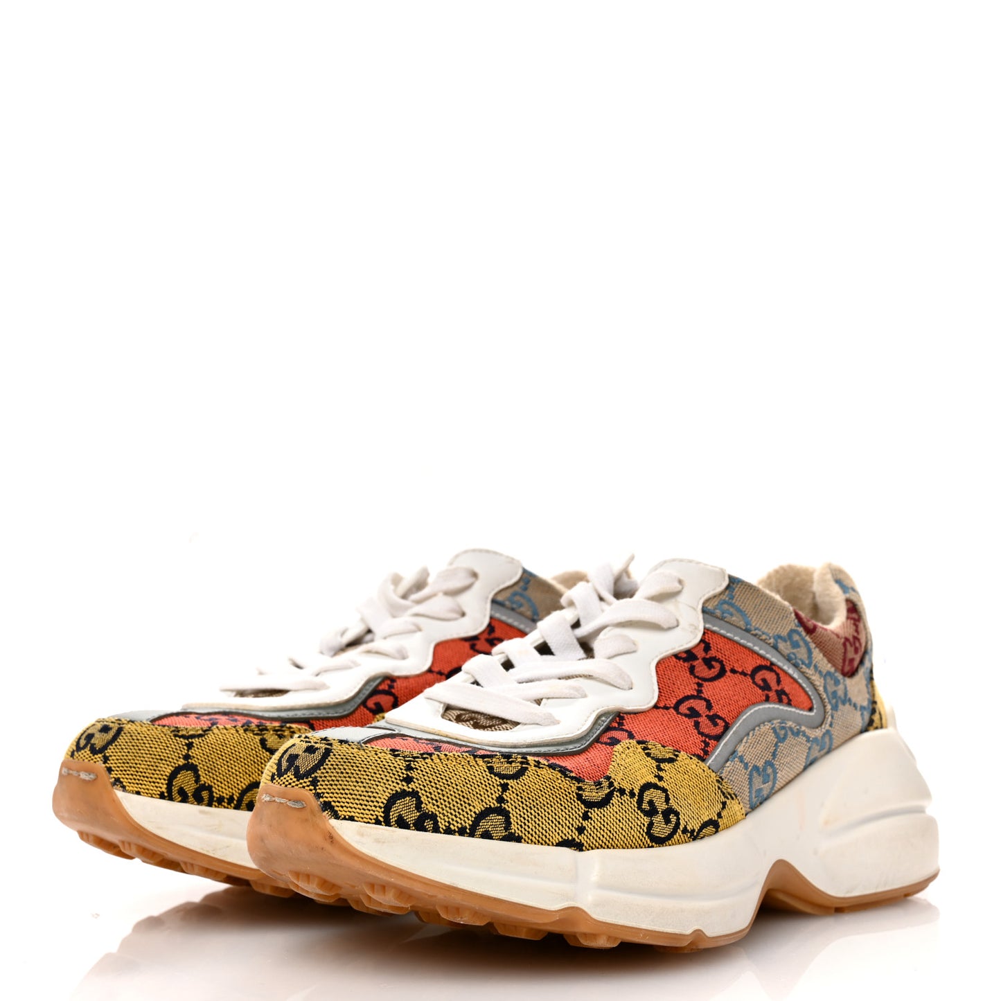 Monogram Multicolor Demetra Womens Rhyton Sneakers 37 Yellow Blue Great White Tabasco