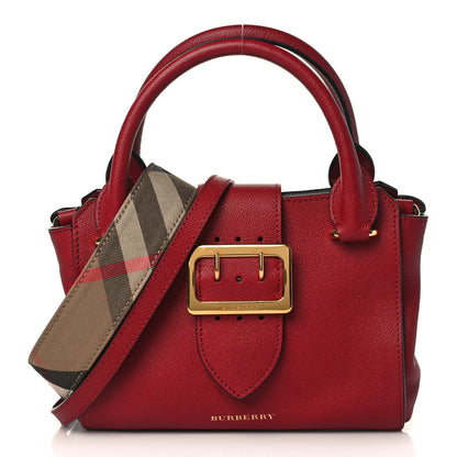Burberry Soft Grain Calfskin Small Buckle Tote Parade Red 1 of 7
