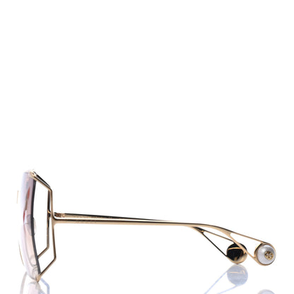Gucci Oversized Round Sunglasses GG0252S Gold Brown 3 of 4