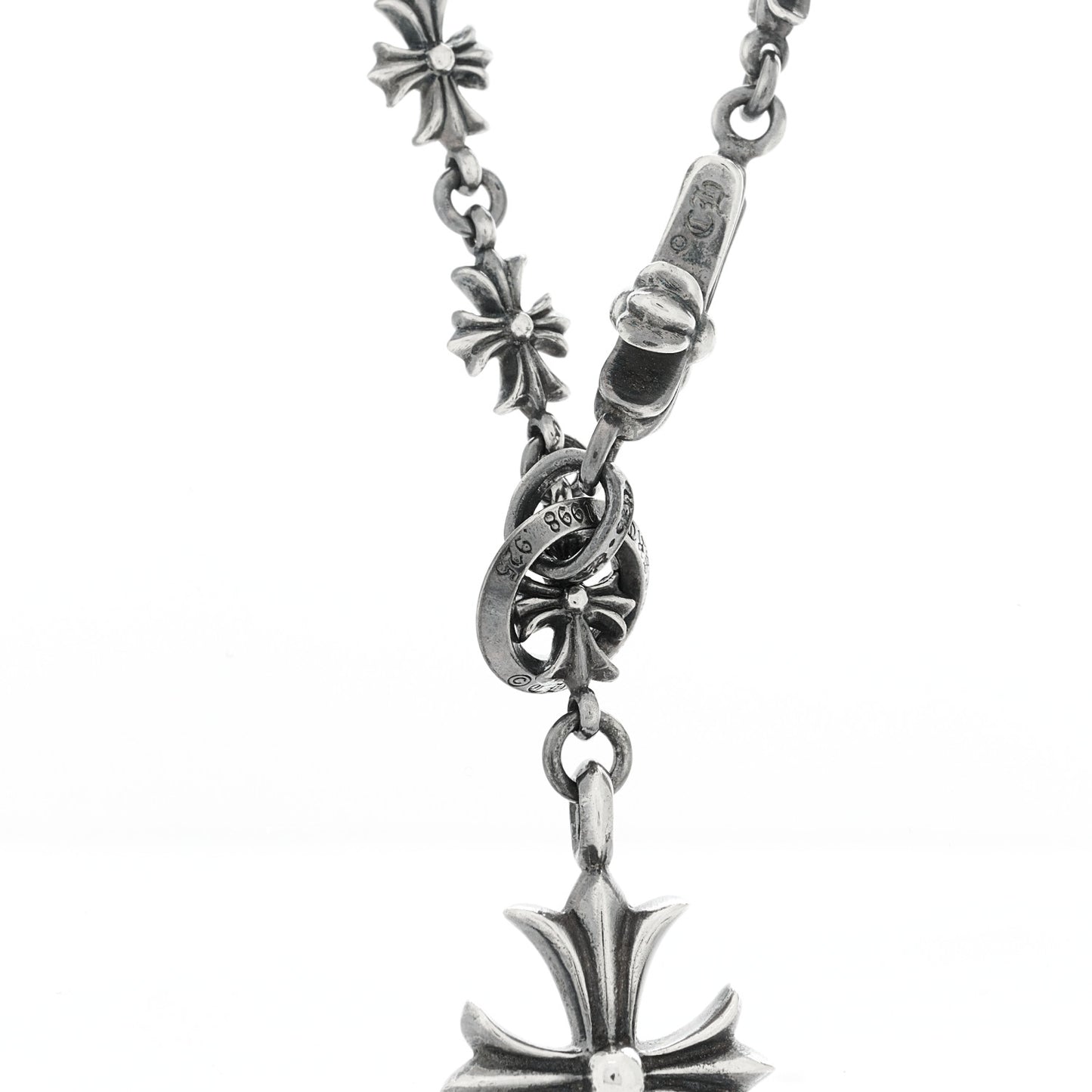 Sterling Silver Lariat Cross Pendant Necklace