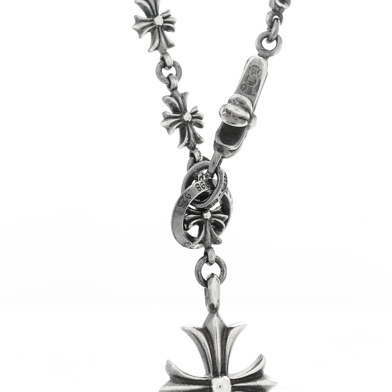 Chrome Hearts Sterling Silver Lariat Cross Pendant Necklace 6 of 6