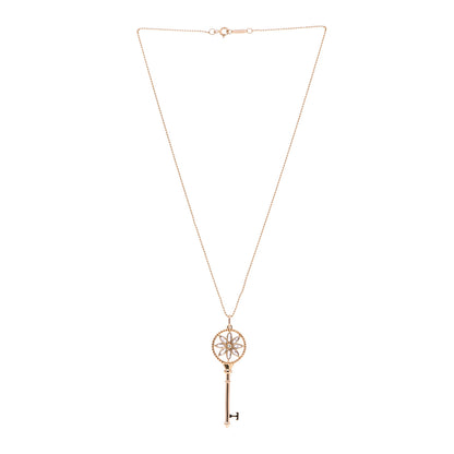 Tiffany 18K Rose Gold Diamond Amethyst Daisy Key Pendant Necklace 3 of 5
