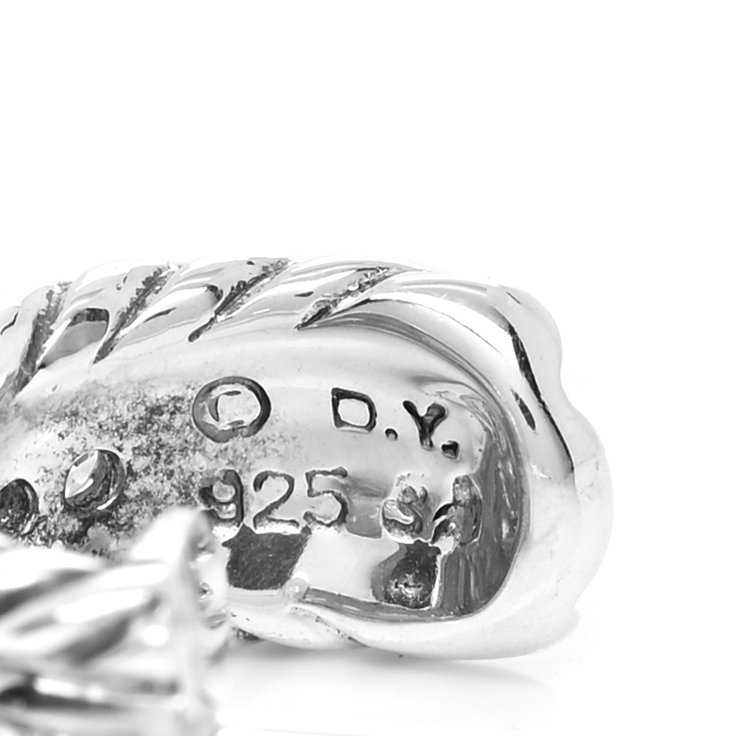 David Yurman Sterling Silver Diamond 12mm Cable Hoop Earrings 5 of 5