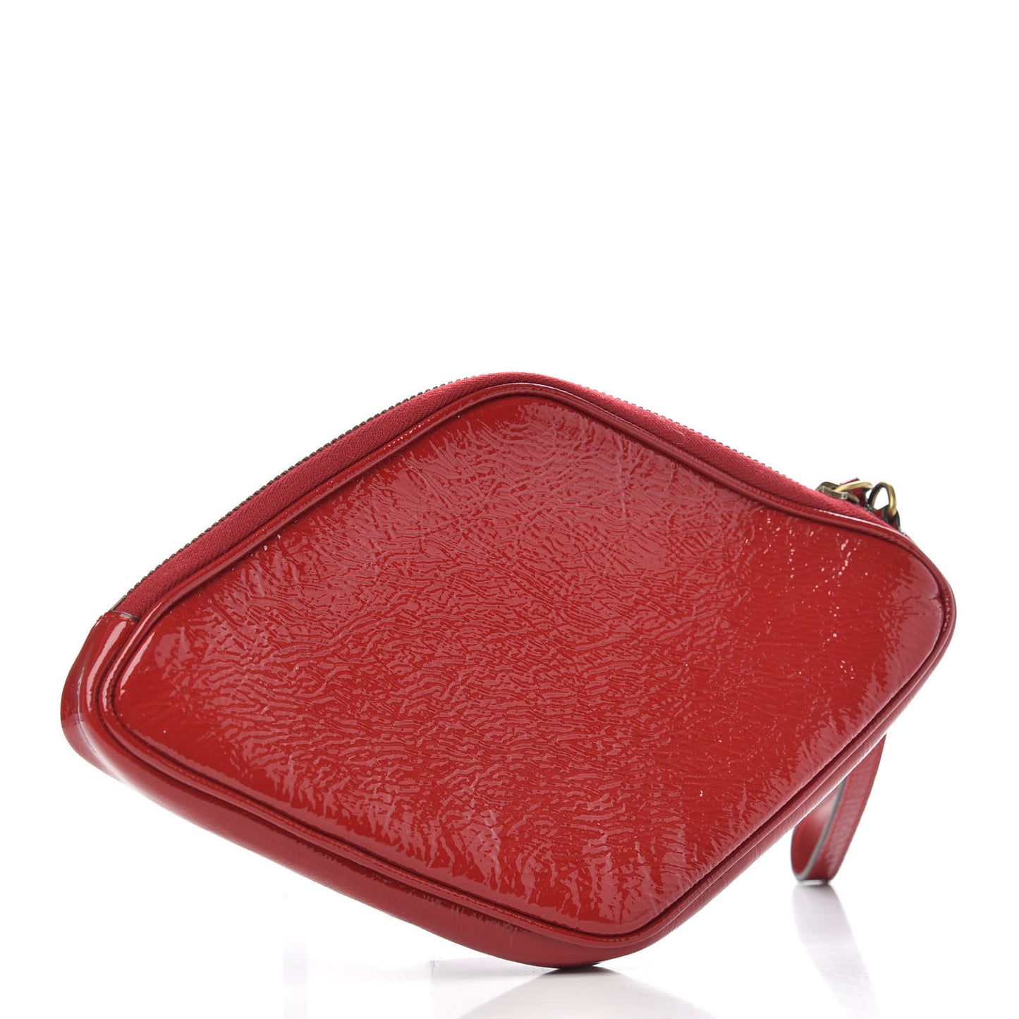 Patent Rubber Game Patch Logo Wrist Bag Hibiscus Red