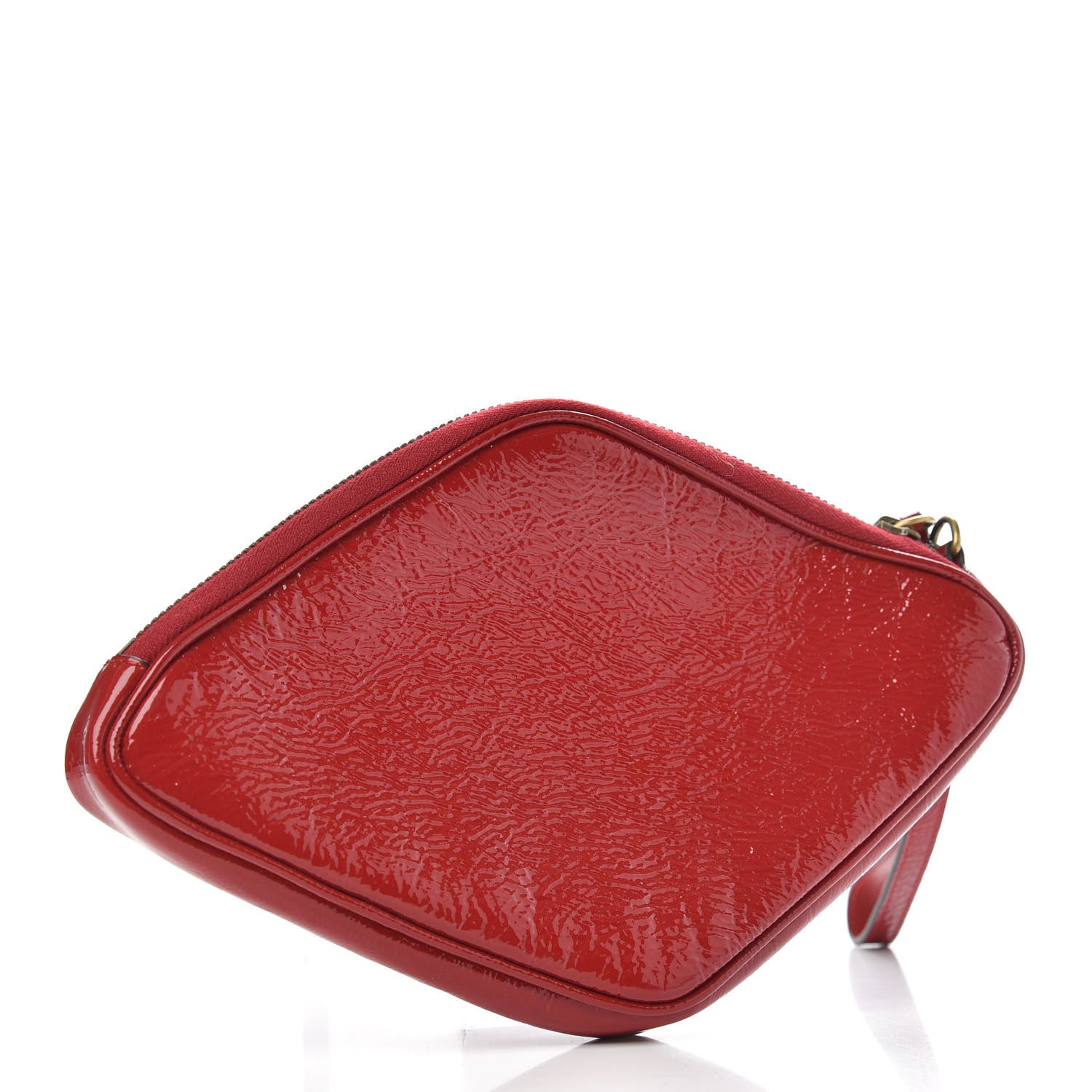Gucci Patent Rubber Game Patch Logo Wrist Bag Hibiscus Red 3 of 9