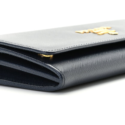 Prada Saffiano Lux Chain Wallet Baltico 3 of 7