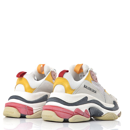Balenciaga Mesh Nubuck Womens Triple S Sneakers 35 White Gris Jaune Rose 4 of 13