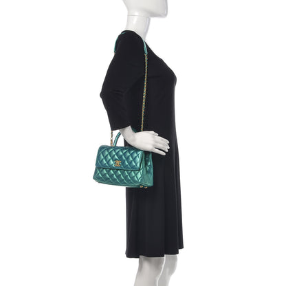 Chanel Metallic Caviar Quilted Mini Coco Handle Flap Blue 2 of 10