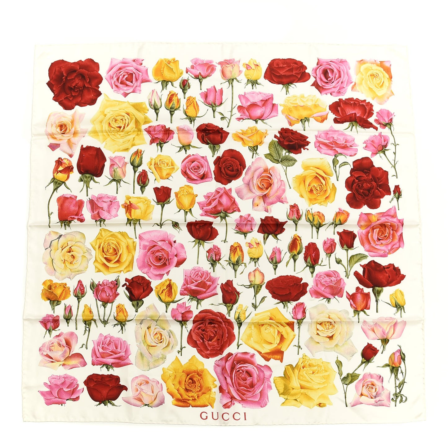Silk Rose Print Square Scarf Multicolor